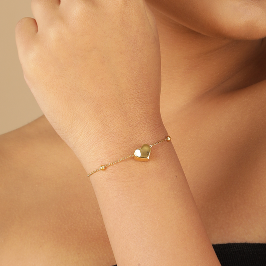 Cupid's Heart String 18K Gold Plated Bracelet