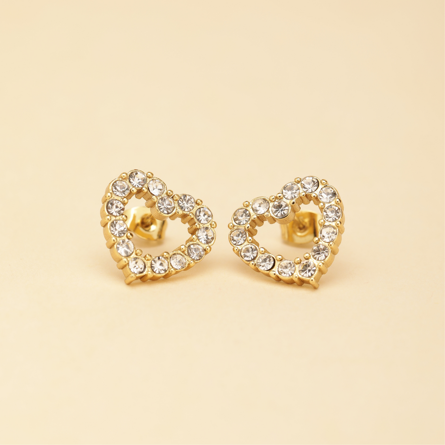 Embellished Heart 18K Gold Plated Earrings