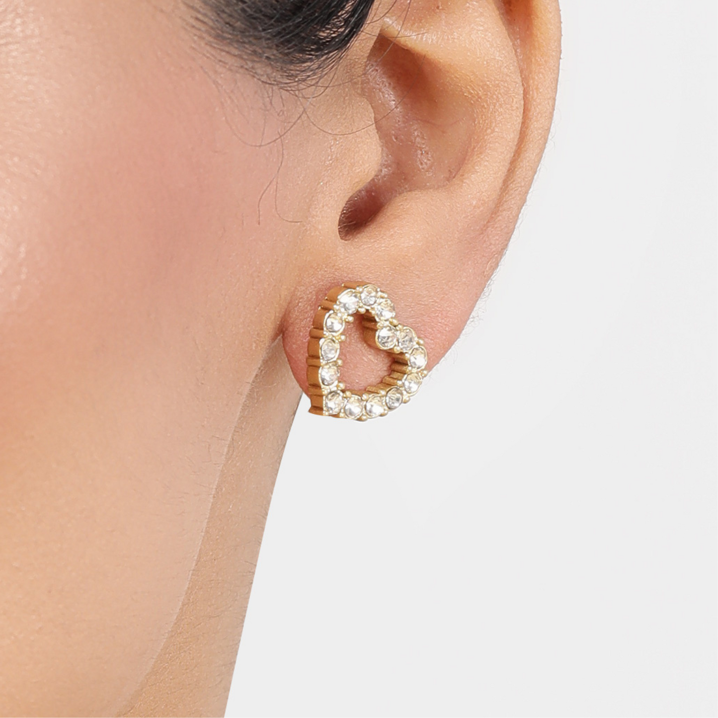 Embellished Heart 18K Gold Plated Earrings