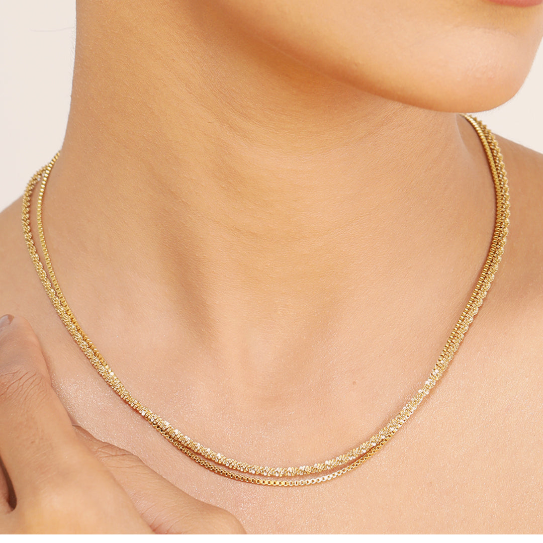 Dual Chain 18K Gold Plated Necklace