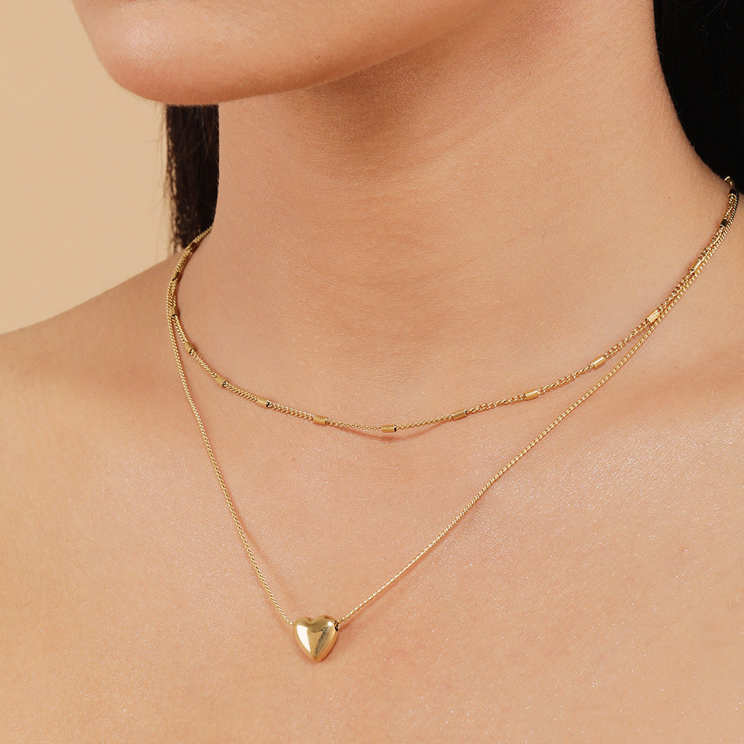 Hearty Halo 18K Gold Plated Necklace