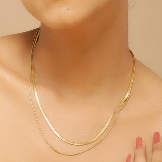 Dual Halo 18K Gold Plated Necklace