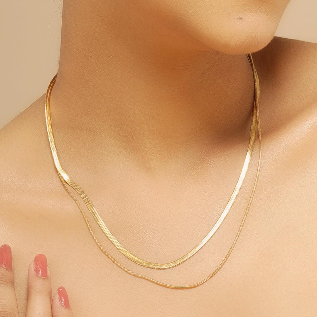 Dual Halo 18K Gold Plated Necklace