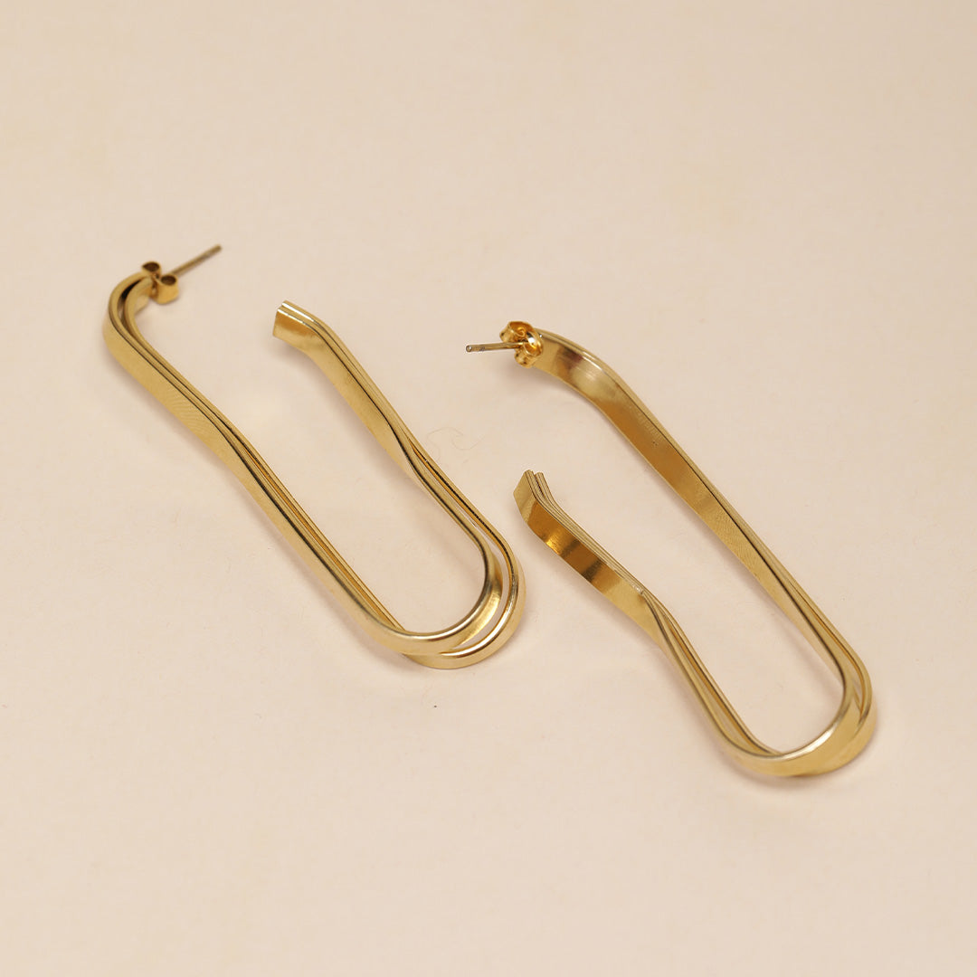 Long Chain 18K Gold Plated Earrings